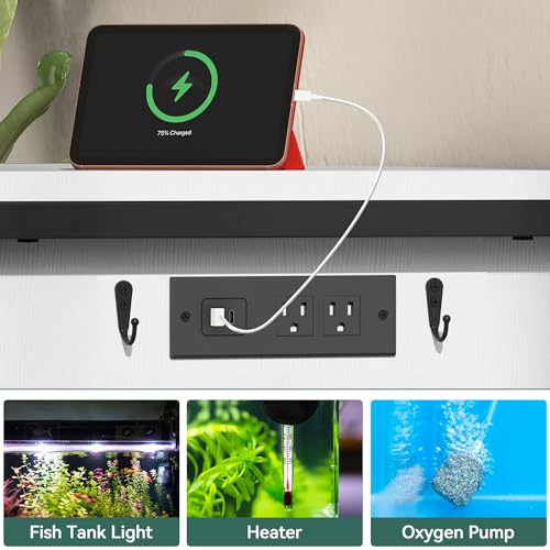 YITAHOME 120 Gallon Fish Tank Stand with Power Outlets, Heavy Duty Metal Large Aquarium Stand with Cabinet, Reptile Tank Turtle Terrariums Table for Fish Tank Accessories Storage,1100LBS Capacity YITAHOME