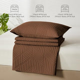 Davulos Twin Quilt Set, Brown Lightweight Reversible Bedspread for All Seasons, Soft Modern Microfiber Geometric Coverlet for Kids or Guest Bedroom (1 Quilt, 1 Pillow Sham) Davulos