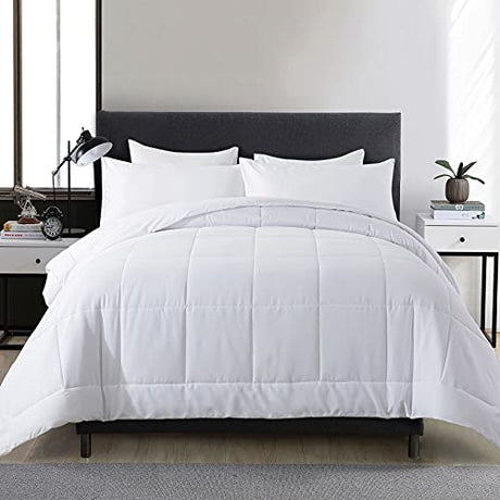 DOWNCOOL Full Size Comforter Sets -All Season Bedding Comforters Sets with 2 Pillow Cases -3 Pieces Bed Set Down Alternative Comforter Set -White Bedding Sets Full(82"x86") DOWNCOOL