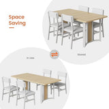 Itaar 5-Piece Dining Table Set for 4-6 People, 63" Extendable Kitchen Table and 4 Cushion Chairs, Dining Room Table with MDF Board & Metal Frame for Small Space, Easy Clean, Natural Itaar