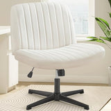 OLIXIS Criss Cross Legged Chairs Armless No Wheels Wide Seat Height Adjustable Swivel Padded PU Leather Home Office Desk Seating for Bedroom, Student, Study Room OLIXIS