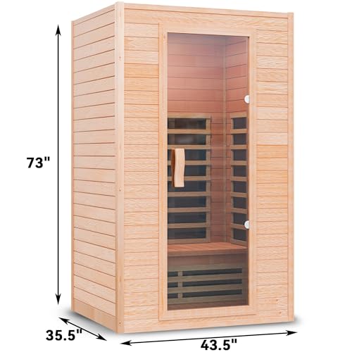 TO'GO 902GH Far Infrared Sauna for Home - 2 Person, Low EMF Heating Panel, Home Sauna 2 Person, Pre-Set Time and Temperature, Canadian Hemlock Wood Dry Sauna with Bluetooth