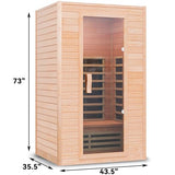 TO'GO 902GH Far Infrared Sauna for Home - 2 Person, Low EMF Heating Panel, Home Sauna 2 Person, Pre-Set Time and Temperature, Canadian Hemlock Wood Dry Sauna with Bluetooth TO'GO HI