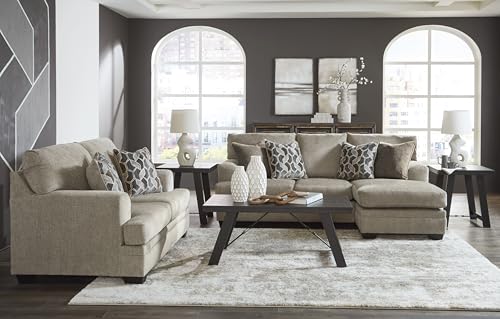 Signature Design by Ashley Stonemeade Casual Loveseat with 2 Toss Pillows, Light Brown Signature Design by Ashley