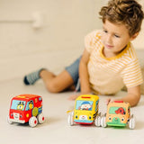Melissa & Doug K's Kids Pull-Back Vehicle Set - Soft Baby Toy Set With 4 Cars and Trucks and Carrying Case - Pull Back Cars, Toys For Babies And Toddlers Melissa & Doug