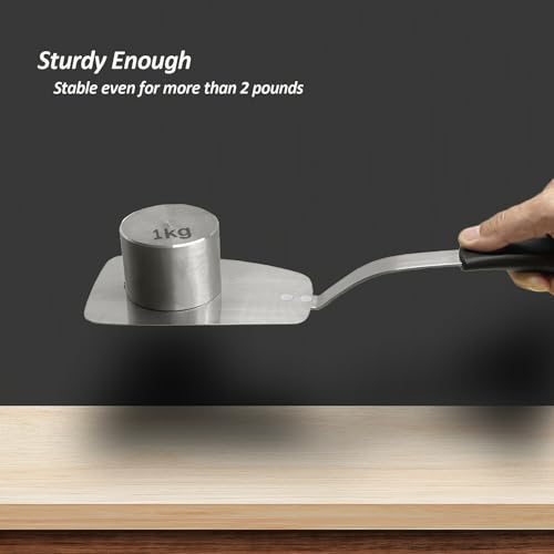 Stainless Steel Flexible Spatula Solid Turner, XiaoZu Thin Metal Spatula for Cast Iron Skillet, Thin Blade and Heat Resistant Silicone Handle, Great for Egg, Cookie, Meat, Crep, Large XiaoZu