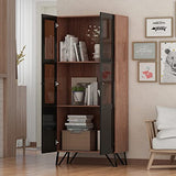Elegant ECACAD 3-Tier Bookcase Storage Cabinet with Acrylic Glass Doors - Brown and Black ECACAD