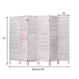Giantex 6 Panel Wood Room Divider, 5.6 Ft Tall Oriental Folding Freestanding Partition Privacy Room Dividers Screen for Home, Office, Restaurant, Bedroom (White) Giantex
