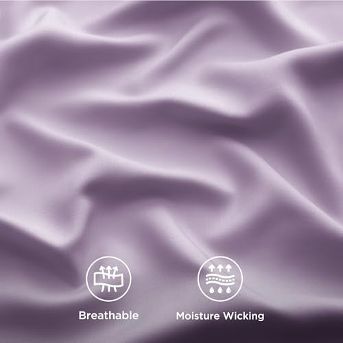 Bedsure Cooling Sheets Twin, Rayon Derived from Bamboo, Breathable & Soft Twin Sheets Set, Deep Pocket Up to 16 Inches, Hotel Luxury Silky Bedding for Hot Sleepers, Lilac Bedsure