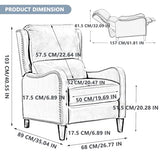 PATIOPTION Leather Pushback Recliner Chair, PU Leather Push Back Armchair, Upholstered Recliner Chair 105-135 Degree Adjustable, Retro Accent Chair for Living Room Bedroom - Gray