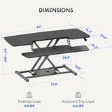 FLEXISPOT 40" Wide Standing Desk Converter Sit to Stand up Riser Height Adjustable Computer Workstation with Spacious 2-Tier Desktop, Black FLEXISPOT