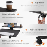 TecbL Pneumatic Standing Desk with Wheels - Adjustable Height 28" - 46" & 0-90° Tilt, 31.5" x 17.7" Skin-Feel Desktop, Rolling Computer Desk for Home Office, Hospital, School (Black) TecbL