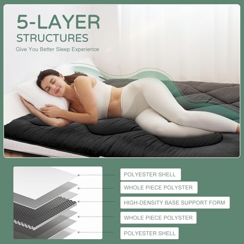 Lilypelle Japanese Floor Mattress Futon Mattress, Full Size 54"x 80" Foldable Roll Up Sleeping Tatami Mat Floor Lounger Guest Bed LILYPELLE