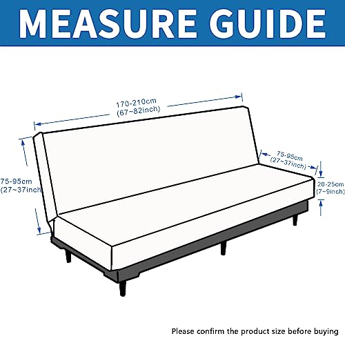 XINEAGE 2026 New Futon Cover Full Size Stretch Armless Sofa Bed Cover Anti-Slip Furniture Protector Without Armrests Futon Slipcover with Elastic Bottom (67"-82", Light Gray) XINEAGE