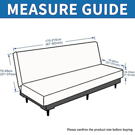 XINEAGE 2026 New Futon Cover Full Size Stretch Armless Sofa Bed Cover Anti-Slip Furniture Protector Without Armrests Futon Slipcover with Elastic Bottom (67"-82", Light Gray) XINEAGE