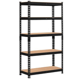 Topeakmart 5-Tier Utility Shelves, Metal Storage Shelves, Adjustable Shelving Units, Boltless Assembly, Garage Shelves Shed Shelving for Warehouse Garage Shed Basement- Black, 27.5 x 12x 60 Inch Topeakmart