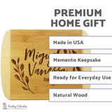 Rustic Wreath Custom Names Wooden Cutting Board (Thick) Custom Wedding Gift Engraved, Serving Tray | Meat, Vegetables, Cheese | Personalized Real Wedding Collectibles