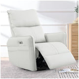 cinkehome Power Swivel Rocker Recliner with USB, Overstuffed Electric Reclining Chair, Faux Leather Rocker Recliner for Nursery, Living Room, Light Grey