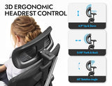 Ergalithic Ergonomic Office Chair - X-Shaped Computer Desk Chair Comfy, Gaming Chair, Office Chair with Lumbar Support, Mesh Office Chairs with Headrests, Desk Chair for Long Hours (Black Silver) Ergalithic
