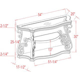 HomVent Vintage Console Table with Glass Top and Scrollwork Metal Legs,Mid-centruy Dark Brown Entryway Table Sofa Side Tables Narrow Tables HomVent