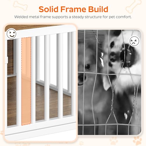 YATINEY Dog Crate Furniture for Small Dogs, Wooden Dog Kennel, Indoor Pet Crate End Table, Two-Tier Small Pet Crate, for Living Room, Bedroom, White and Walnut DC01WH YATINEY