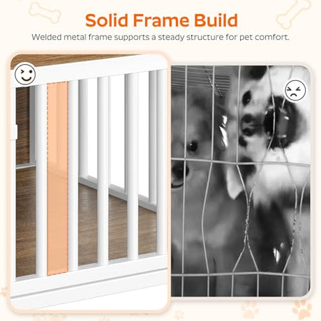 YATINEY Dog Crate Furniture for Small Dogs, Wooden Dog Kennel, Indoor Pet Crate End Table, Two-Tier Small Pet Crate, for Living Room, Bedroom, White and Walnut DC01WH YATINEY