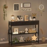 Ecoprsio 47'' Black Walnut Console Table with USB Ports, 3 Drawers & Storage Shelves Ecoprsio