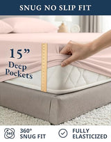 LANE LINEN Eco Friendly 100% Organic Cotton Twin Sheet Set, Hotel Quality Premium Bedding Sheets & Pillowcases Set Twin Size, Soft & Comfy Percale Sheets, Machine Wash Bed Sheets- Sepia Rose LANE LINEN