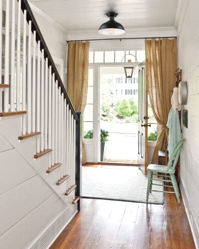 HMVPL Semi Flush Mount Ceiling Light Fixture, Farmhouse Light Fixtures, Black Outdoor Close to Ceiling Light for Porch, Entryway, Hallway, Foyer, and Gazebo HMVPL