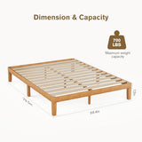 Sweetcrispy Solid Wood Bed Frame, Queen Size Bed Base with Wood Slat Support, Sturdy, Stylish & Noise-Free Design, No Box Spring Needed, Easy Assembly, 12 in Natural Pine Sweetcrispy