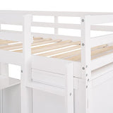 Ball & Cast Twin Size Loft Bed with Storage 3 Drawers and Wardrobe,Wood Bedframe w/Full-Length Guard Rail & Desk,Slat Support,Space Saving,Bedroom Furniture for Student Dorms,Studio,White Ball & Cast
