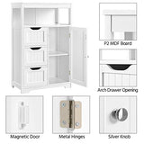 Yaheetech White Wooden Bathroom Floor Cabinet with 1 Door and 3 Drawers for Versatile Storage Yaheetech