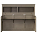 Fiorune Twin Size Horizontal Murphy Bed with Desk and Storage Shelves, Space-Saving Foldable Cabinet Bed, Solid Wood Hidden Wall Bed Frame for Small Spaces, Living Room, Gray Fiorune