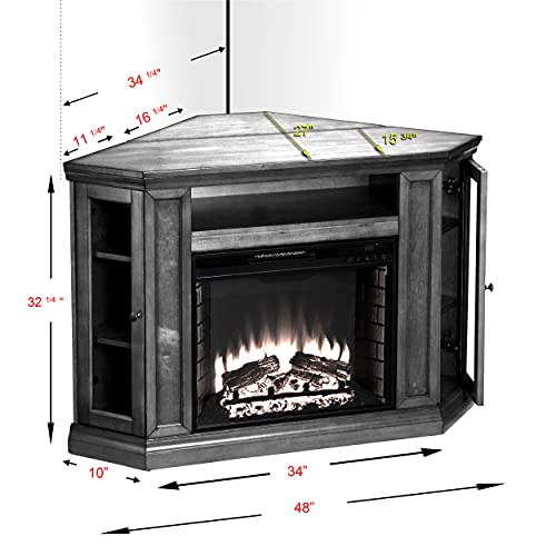 SEI Furniture Claremont Convertible Corner Electric Fireplace Media Stand with Storage, Black SEI Furniture