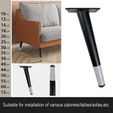 Black Gray Furniture Table Leg,Iron Round Tapered Sofa Legs,Slant Metal Cabinet Feet Furniture Leg Hardware,Replacement for Coffee Table Cupboard Chair,Height 10-72cm,4 Pack (72cm/28.3inch) (Black，gr WoodArtSupply