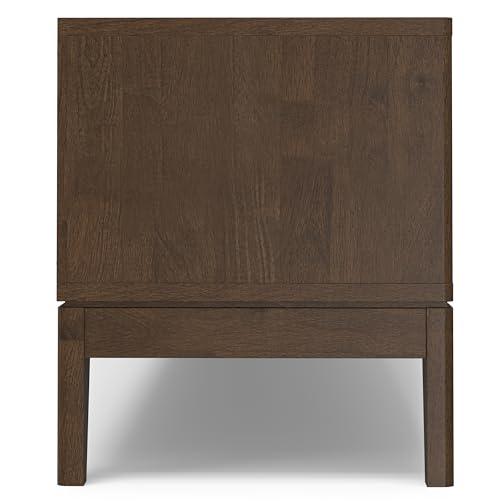 SIMPLIHOME Harper Solid Hardwood Wide Mid Century Modern Media Stand for TVs up to 80 inches for The Living Room and Entertainment Center, 72 inch, Walnut Brown SIMPLIHOME