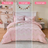 Wowelife Queen Comforter Set for Girls, Gold Glitter Foil Queen Bedding Comforter Set for Kids, 7 Pieces Bed Set for All Seasons, Teen Girl Bedroom Sets with 2 Pillow Shams and 2 Pillowcases Wowelife