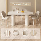GraceNook 55.11" Modern White Dining Table, Funky Oval Kitchen Table with Powerful Ripple Support Legs for Dining Room, Kitchen, Home Office GraceNook