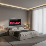 36" Electric Fireplace Insert, 1500W Wall Mounted & Recessed Fireplace Heater with Remote & Touch Screen, Adjustable Flame Color & Brightness, 12H Timer, Low Noise Electric Fireplace for Indoor Use Aidoly