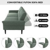 COPIAE 89” Futon Sofa Bed,Comfy Futon Couch Bed with 2 Square Pillows,Convertible Sleeper Sofa with Adjustable Backrest& Armrests, Modern Loveseat Sleeper for Living Room, Bedroom, Linen Green COPIAE