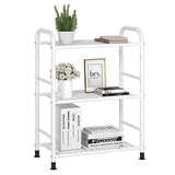 JSB 3-Tier Adjustable Shelving Unit, Heavy Duty Storage Rack Organizer Metal Corner Shelf for Kitchen Living Room Laundry Pantry Bathroom (White, 3 Tier)… JSB