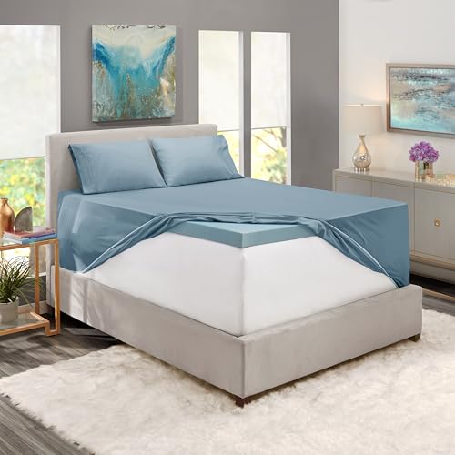 Hearth & Harbor Extra Deep Pocket Sheet Sets, Luxury Soft 6 Piece Bed Sheet Set Fits Mattress 18-24 Inches - Queen, Stone Blue Hearth & Harbor