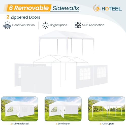 HOTEEL Canopy 10'x20' Party Tent with 4 Removable Sidewalls, All Season & Waterproof, White Hoteel