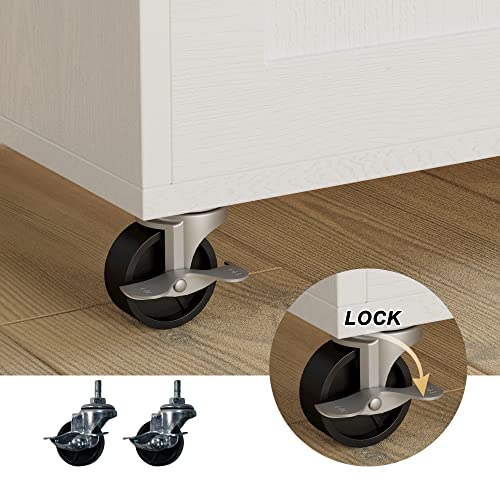 Rolling Kitchen Island with Drop Leaf and Storage by IRONCK, White IRONCK