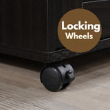 Hodedah Rolling Wood Kitchen Island Cart with Spice Rack, Towel Rack, Utensil Drawer plus Cabinet, White with Beech Top Hodedah