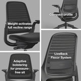 Steelcase Series 1 Office Chair - Ergonomic Work Chair with Wheels for Carpet - Helps Support Productivity - Weight-Activated Controls, Back Supports & Arm Support - Easy Assembly - Graphite, Light Steelcase
