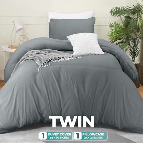 Utopia Bedding Duvet Cover Set with Pillowcases- 2 Pieces Bedding Duvet Cover with Zipper Closure - 1 Duvet Cover with 1 Pillow Sham - Soft Brushed Microfiber (Twin/Twin XL, Grey) Utopia Bedding