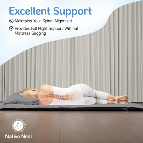 Native Nest Japanese Futon Floor Mattress - Medium Firm Futon Mattress for Sleeping - Shikibuton - Foldable and Portable Japanese Bed (Grey, Queen) Native Nest