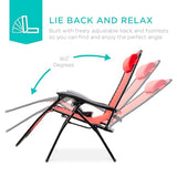 Best Choice Products Set of 2 Adjustable Steel Mesh Zero Gravity Lounge Chair Recliners w/Pillows and Cup Holder Trays - Crimson Red