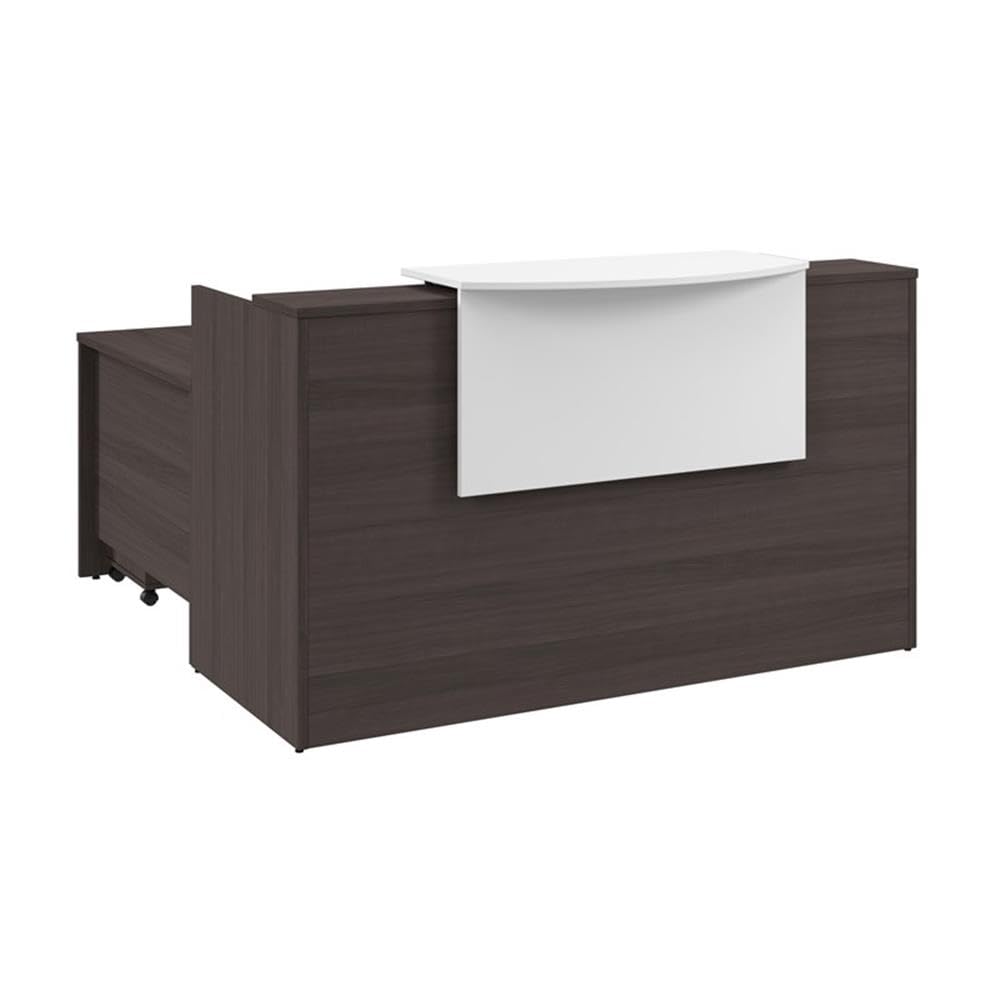 Bush Business Furniture Arrive 72W x 72D L Shaped Reception Desk with Counter and Mobile File Cabinet in Storm Gray Bush Furniture